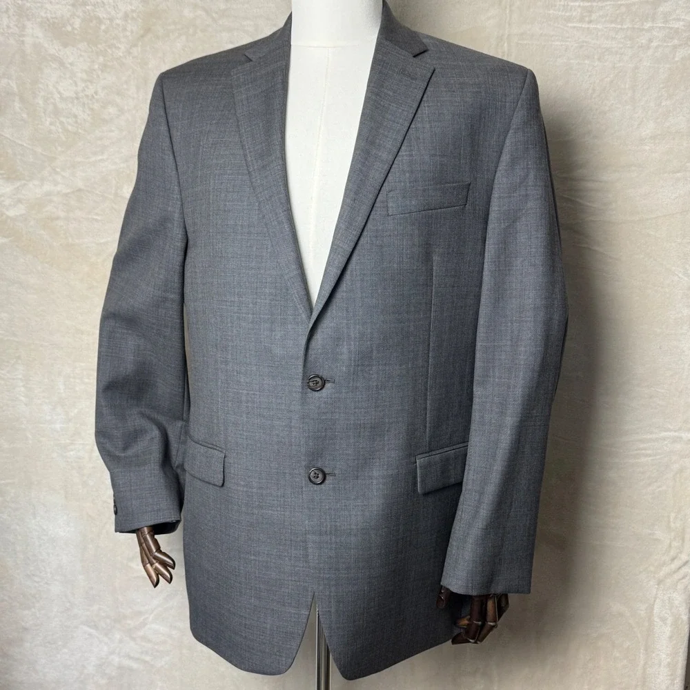 Lauren Ralph Lauren Mens Grey‎ 100% Wool Two Button Classic Sport Coat Size 42L